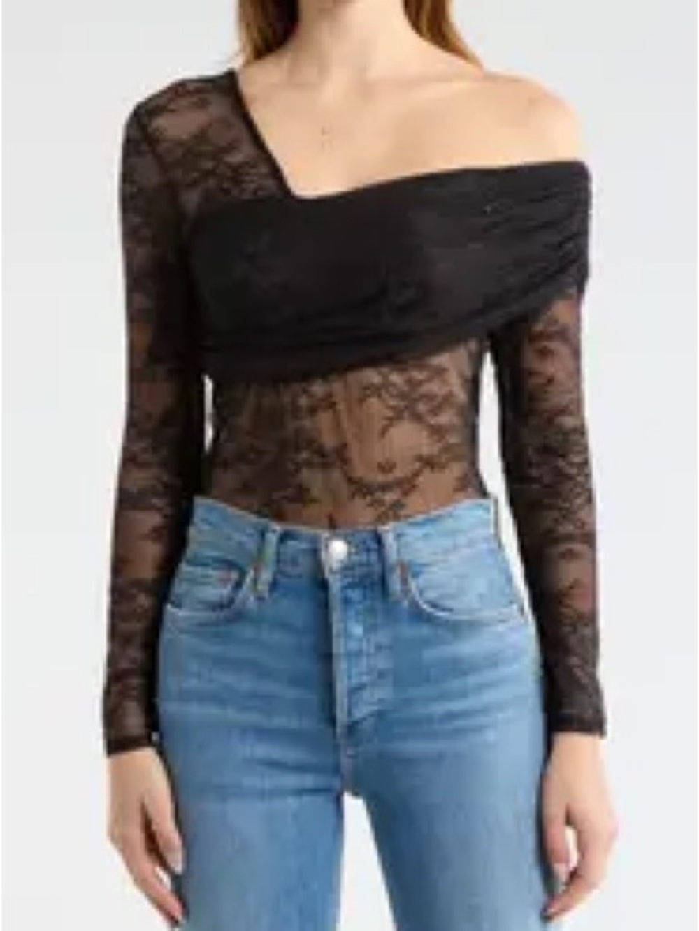 Steve Madden One Shoulder Lace Top M